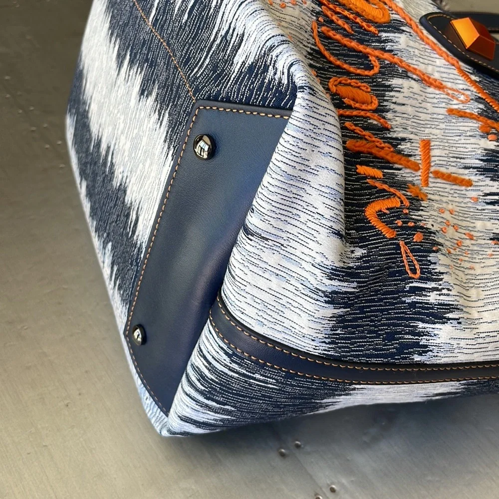 Christian louboutin frangibus tote large denim orange kansai beach bag shopper